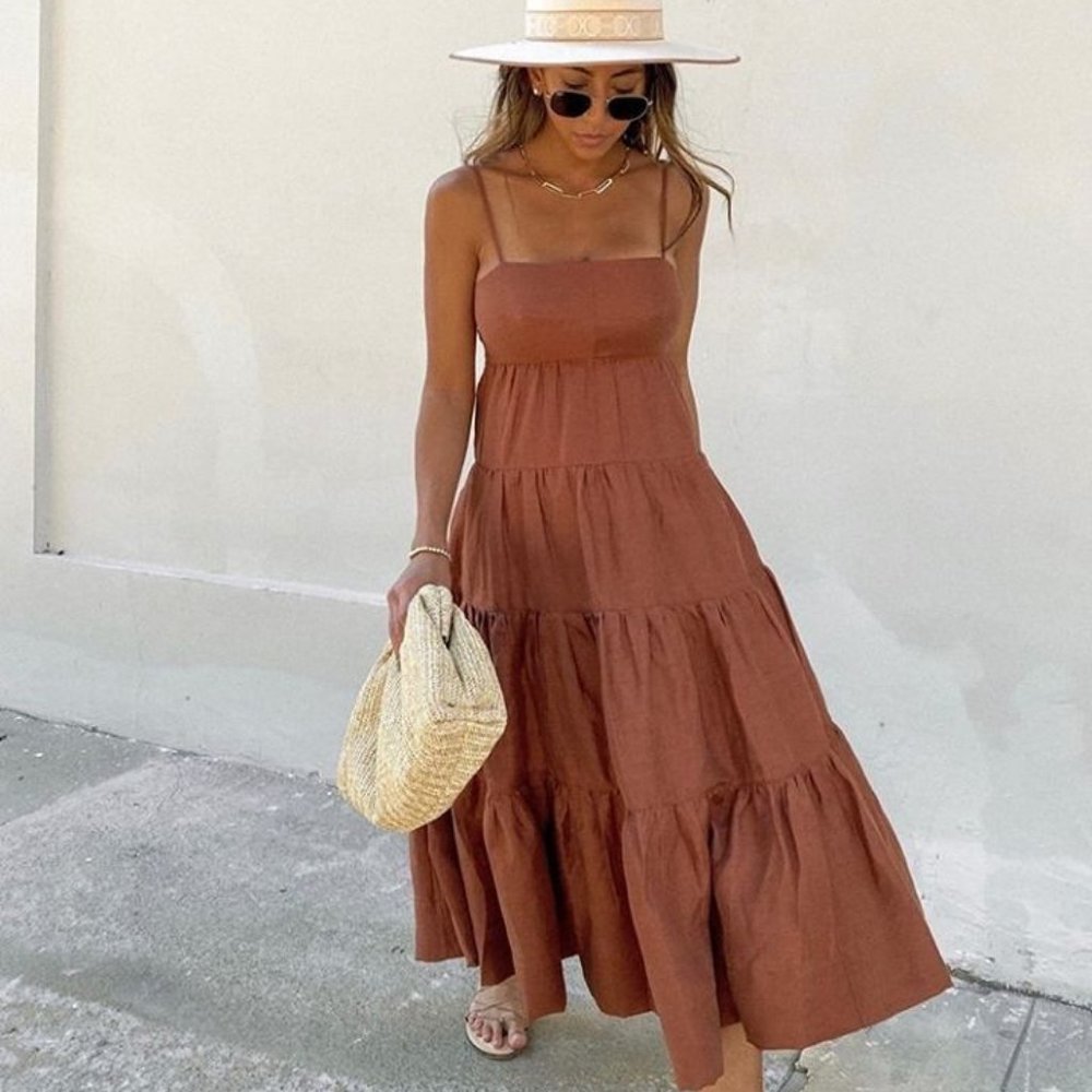 Shona Joy Elsa Tiered Copper Dress Size 6/8